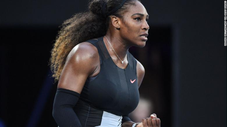 Serena Williams on her way to winning the 2017 Australian Open final.