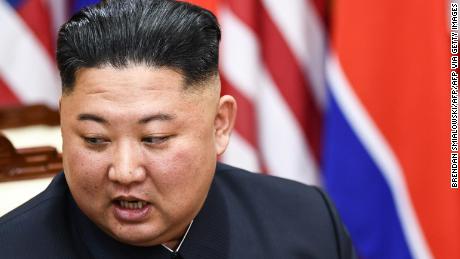 North Korea&#39;s leader Kim Jong Un attends a meeting with US President Donald Trump on the south side of the Military Demarcation Line that divides North and South Korea, in the Joint Security Area (JSA) of Panmunjom in the Demilitarized zone (DMZ) on June 30, 2019. (Photo by Brendan Smialowski / AFP)