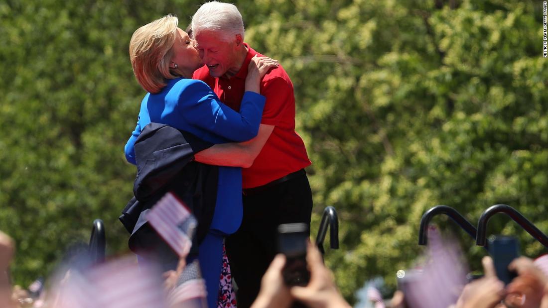 The Clintons embrace after Hillary announced her presidential campaign in June 2015.