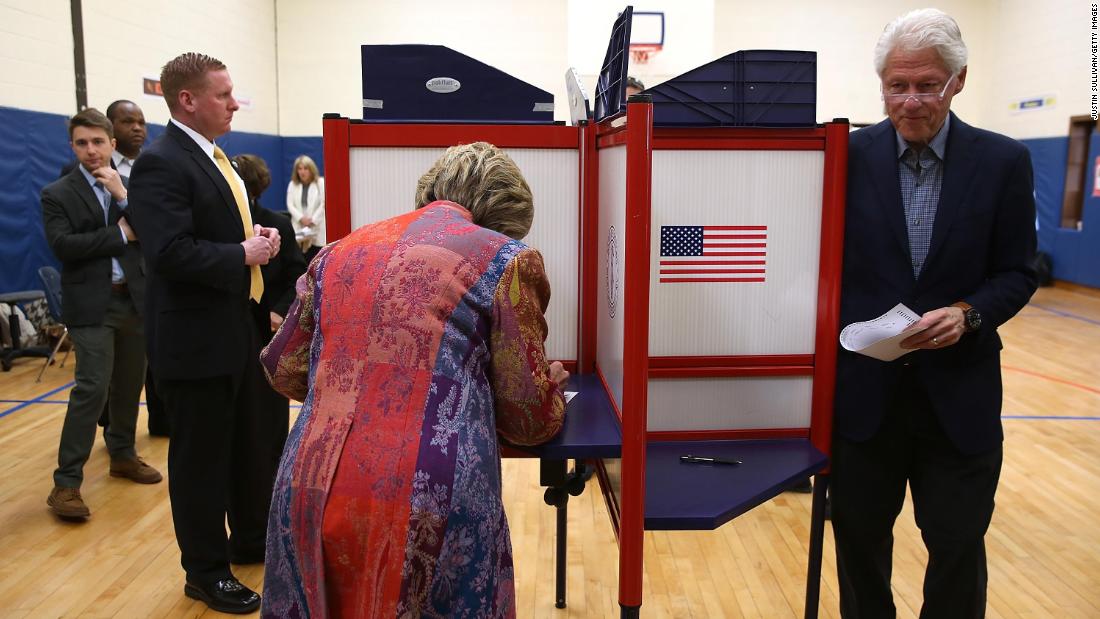 The Clintons vote at a school in Chappaqua, New York, in April 2016.