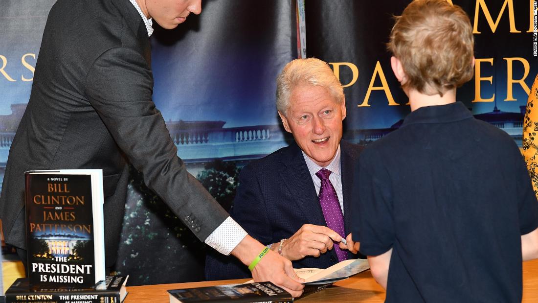 In June 2018, Clinton signs copies of his novel &quot;The President Is Missing,&quot; which he co-wrote with James Patterson.