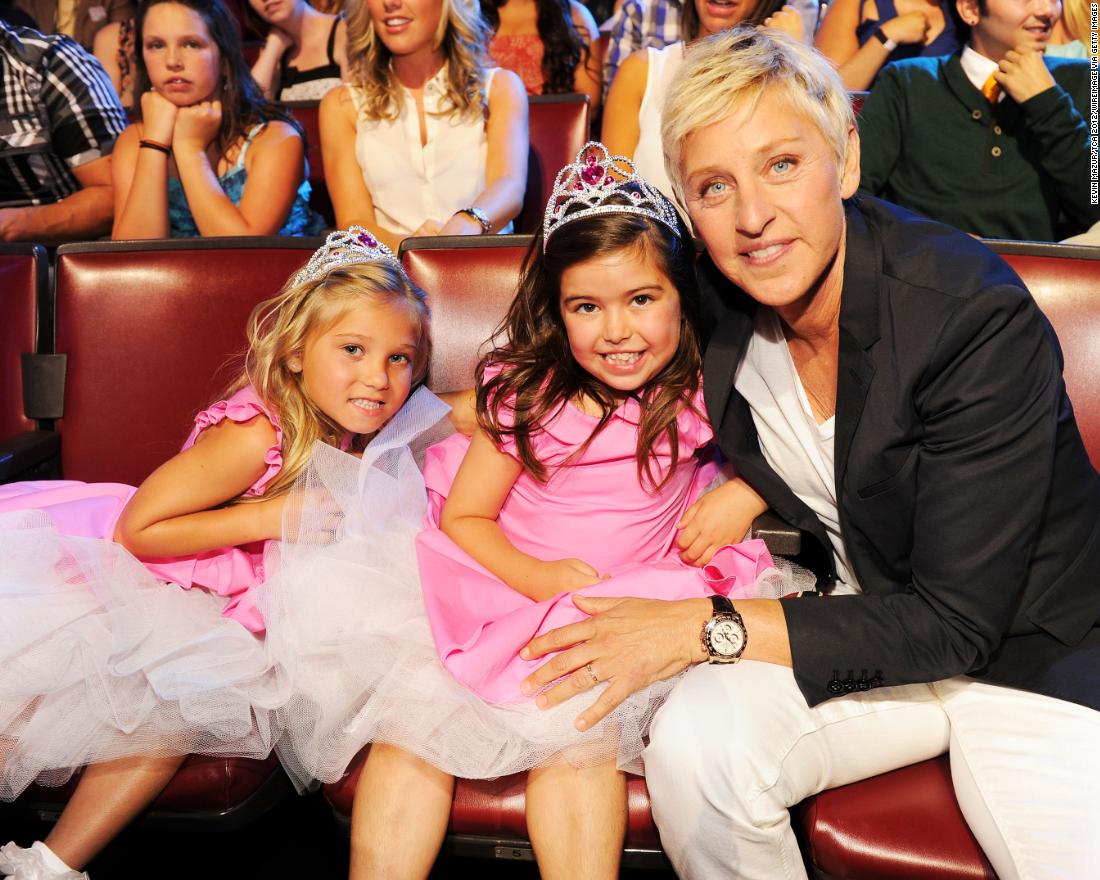 DeGeneres poses with Rosie McClelland and Sophia Grace Brownlee at the 2012 Teen Choice Awards. The young musical duo became popular with their regular appearances on DeGeneres&#39; show.