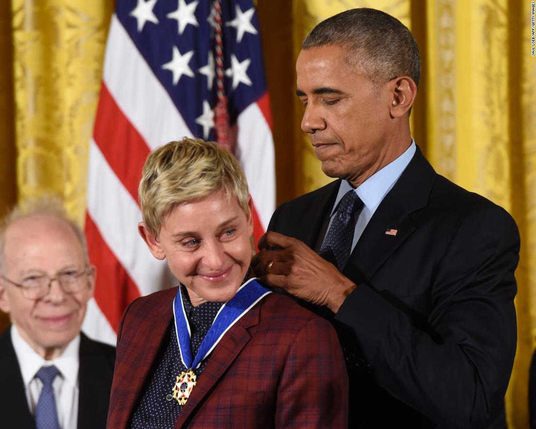 President Obama presents DeGeneres with the Presidential Medal of Freedom, the nation&#39;s highest civilian honor, in November 2016. &quot;It&#39;s easy to forget now, when we&#39;ve come so far, where now marriage is equal under the law — just how much courage was required for Ellen to come out on the most public of stages almost 20 years ago,&quot; Obama said.