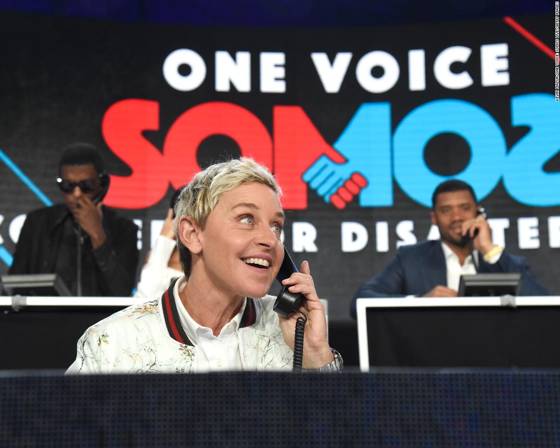 DeGeneres takes phone calls to help raise money for charity in 2017.