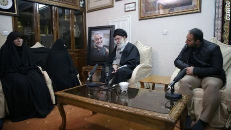 Khamenei pays a visit to Soleimani&#39;s family.