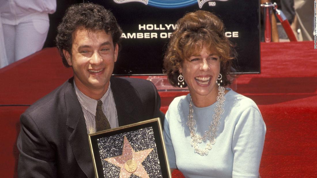 Hanks is joined by his wife, Rita, as he receives a star on the Hollywood Walk of Fame in 1992.