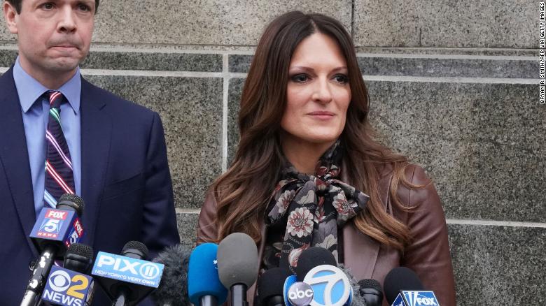 Lawyer Donna Rotunno, right, speaks outside Manhattan court in December.