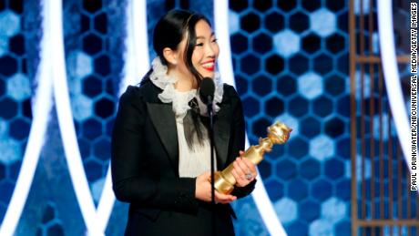 Awkwafina became the first performer of Asian descent to win a Golden Globe Award on Sunday. 