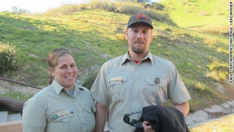 Danielle Cardenas and Josh Thomas are a husband and wife team headed to fight fires together from the Angeles National Forest.