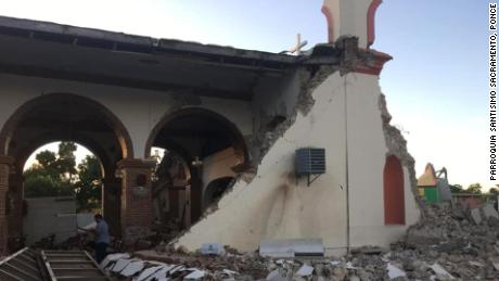 The quake badly damaged the Inmaculada Concepción church in Guayanilla, Puerto Rico.