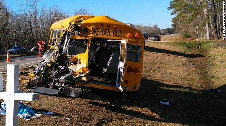 The bus rolled three times before coming to rest alongside US Route 74/76. 