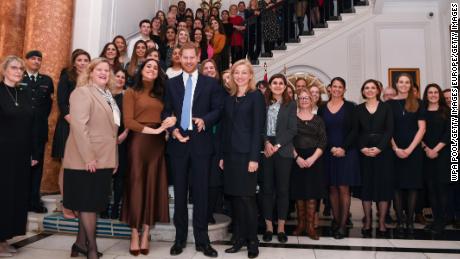 Prince Harry and Meghan, Duchess of Sussex, meet the staff at Canada House on Tuesday.