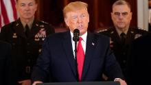 U.S. President Donald Trump speaks from the White House on January 08, 2020 in Washington, DC. During his remarks, Trump addressed the Iranian missile attacks that took place last night in Iraq. 