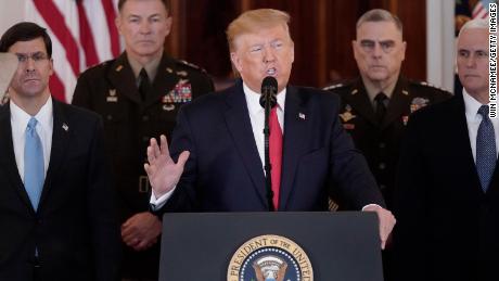 U.S. President Donald Trump speaks from the White House on January 08, 2020 in Washington, DC. During his remarks, Trump addressed the Iranian missile attacks that took place last night in Iraq and said, &quot;As long as I am president of the United States, Iran will never be allowed to have a nuclear weapon.&quot;