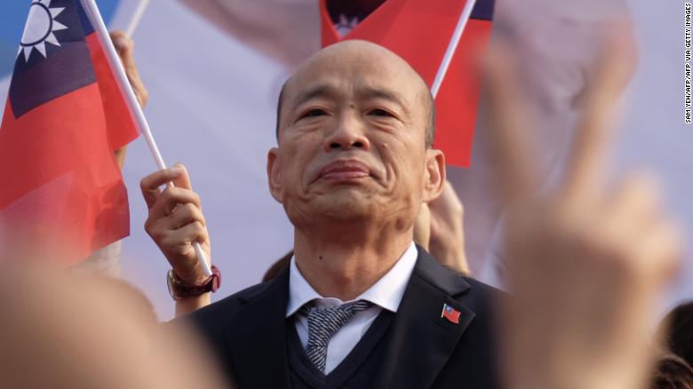 Han Kuo-Yu, Taiwan&#39;s main opposition Kuomintang presidential candidate, attends a campaign rally on January 4 in Tainan in southern Taiwan.