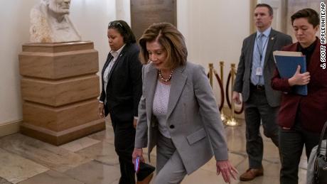 Speaker of the House Nancy Pelosi, D-Calif., arrives at the Capitol in Washington, Friday, Jan. 10, 2020.