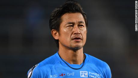 Kazuyoshi Miura during Yokohama FC&#39;s match again Sendai University in 2019.