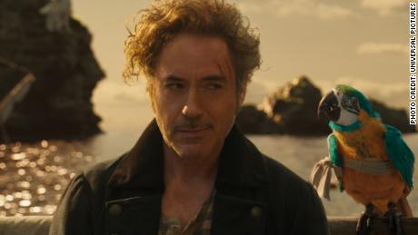(from left) Dr. John Dolittle (Robert Downey Jr.) and parrot Polynesia (Emma Thompson) in &quot;Dolittle,&quot; directed by Stephen Gaghan.