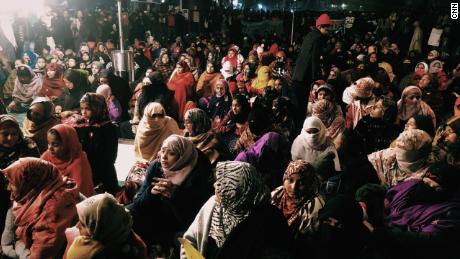 Protesters gather on December 27, 2019, at Shaheen Bagh, a neighborhood in the Indian capital of New Delhi.