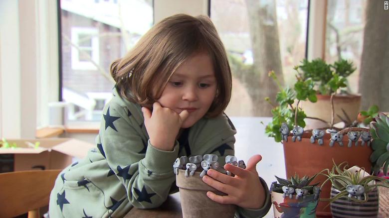 Six-year-old Owen Colley has made about 55 clay koalas so far.