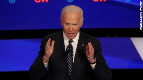 Presidential candidate Joe Biden participates in the Democratic debate in Des Moines, Iowa, on January 14.