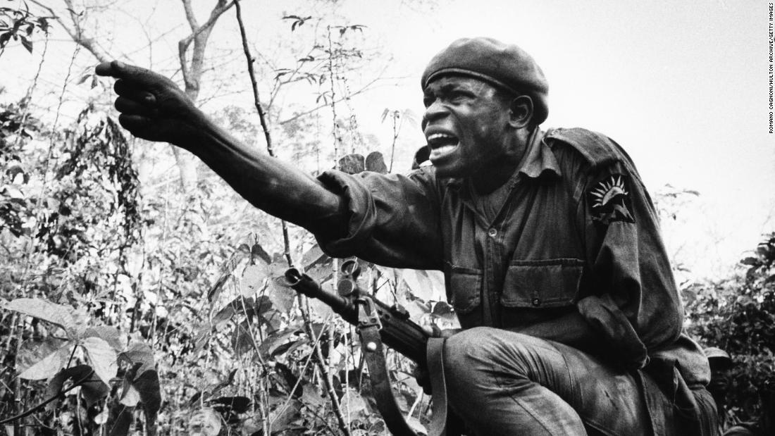 A young officer orders an attack during the Biafra conflict in Nigeria in 1969.