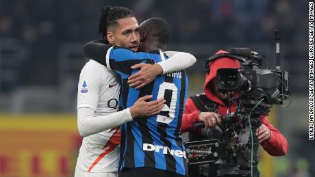 Chris Smalling and Romelu Lukaku embraced after the December match between Inter Milan and Roma following the Corriere dello Sport&#39;s widely condemned &quot;Black Friday&quot; headline ahead of the game.