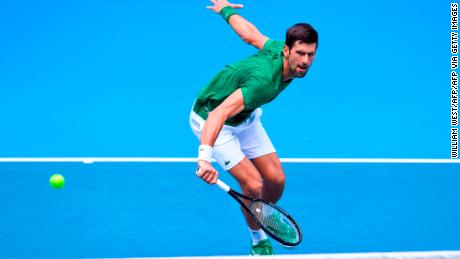 Novak Djokovic practices ahead of the Australia Open, where he has won seven singles titles. 