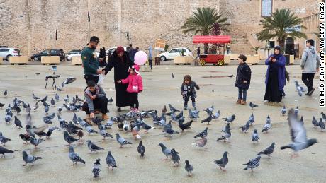 Residents in Martyrs Square in the capital Tripoli, controlled by the UN-recognised Government of National Accord (GNA) in January, 2020. 