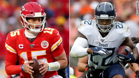 Kansas City Chiefs quarterback Patrick Mahomes leads the Chief&#39;s offense while Tennesee is spearheaded by running back Derrick Henry.