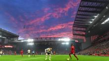 Mane takes on Victor Lindelof of Manchester United during the Premier League match between Liverpool FC and Manchester United at Anfield on January 19, 2020.