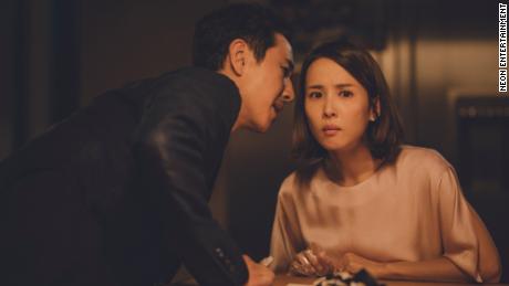 Sun-kyun Lee (left) and Yeo-jeong Jo (right) appear in a scene from &quot;Parasite.&quot;