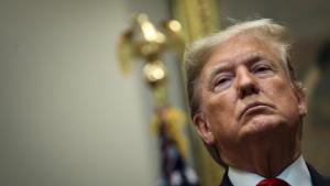 President Donald Trump looks on during an event to unveil significant changes to the National Environmental Policy Act, in the Roosevelt Room of the White House on January 9, 2020 in Washington, DC. 