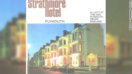 A poster showing the Strathmore Hotel, where the rapes took place.