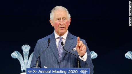 Britain&#39;s Prince Charles addresses the World Economic Forum in Davos, Switzerland, Wednesday, Jan. 22, 2020. The 50th annual meeting of the forum is taking place in Davos from Jan. 21 until Jan. 24, 2020. (AP Photo/Markus Schreiber)