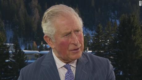 A picture of Prince Charles being interviewed by Max Foster in Davos.