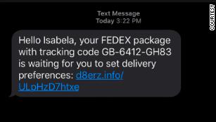 Text message delivery tracking scam