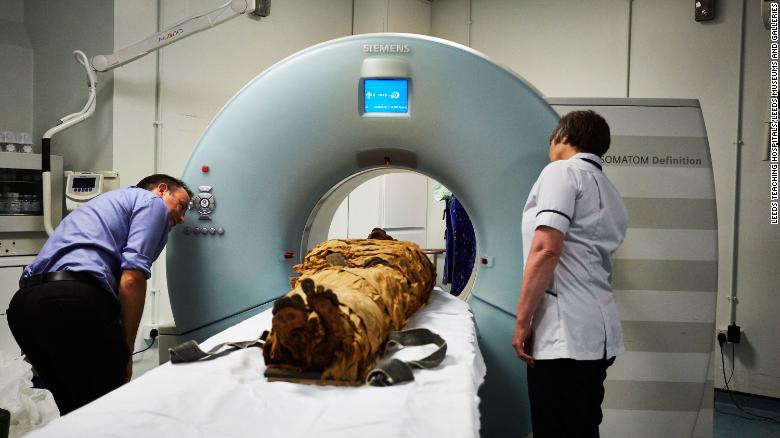 The mummy underwent a CT                  scan at Leeds General Infirmary as part of the study. 