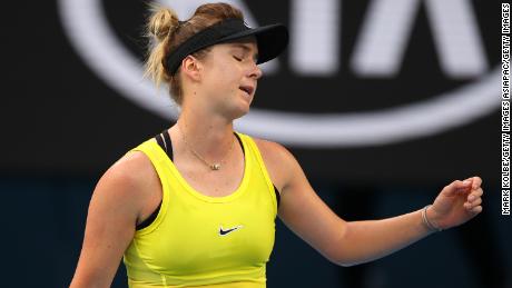 Svitolina reacts after losing at the Australian Open.