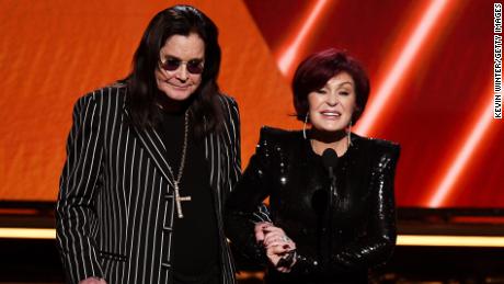 (From left) Ozzy Osbourne and Sharon Osbourne speak onstage at the 62nd Annual Grammy Awards held at the Staples Center on January 26, 2020 in Los Angeles. 