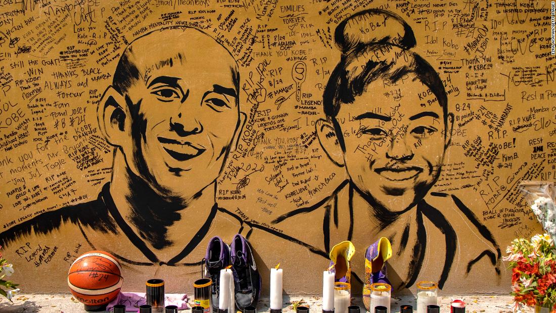 Notes are seen on a wall with painted portraits of Kobe Bryant and his daughter Gianna outside the &quot;House of Kobe&quot; basketball court on January 28 in Valenzuela, Metro Manila, Philippines.