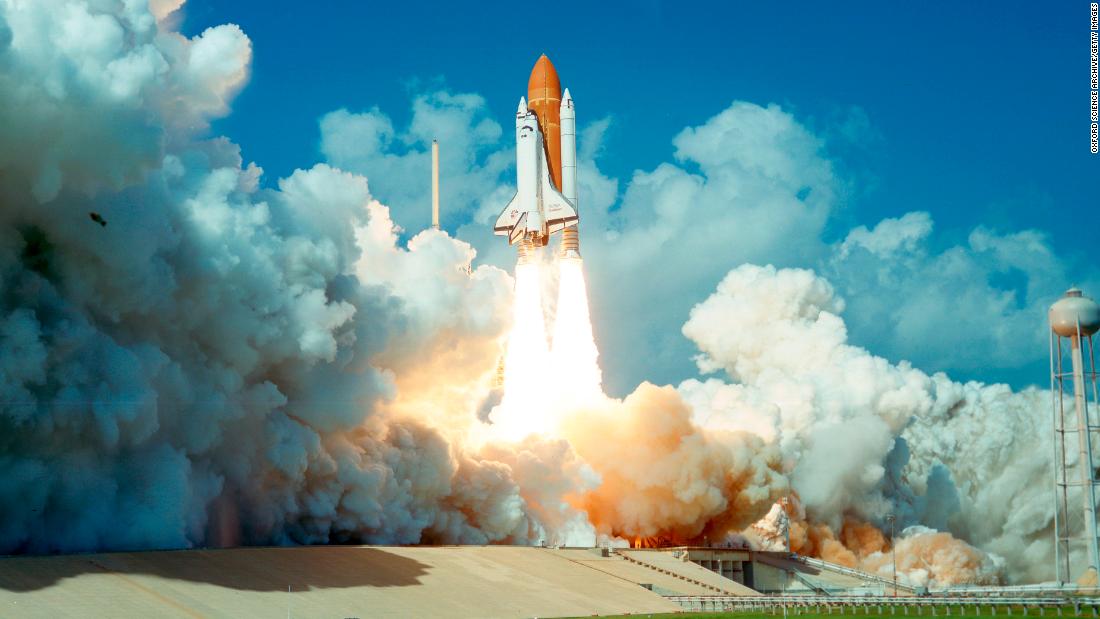 The Space Shuttle Challenger was the world&#39;s first partially reusable launch vehicle.