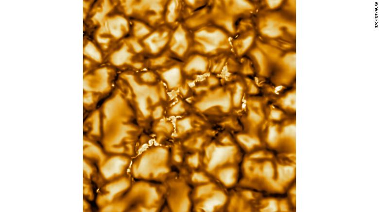 A more detailed image of the sun&#39;s surface provided by the telescope.