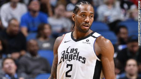 Kawhi Leonard, seen in this photo from January 26, 2020, told reporters he discussed helicopter travel with Kobe Bryant.