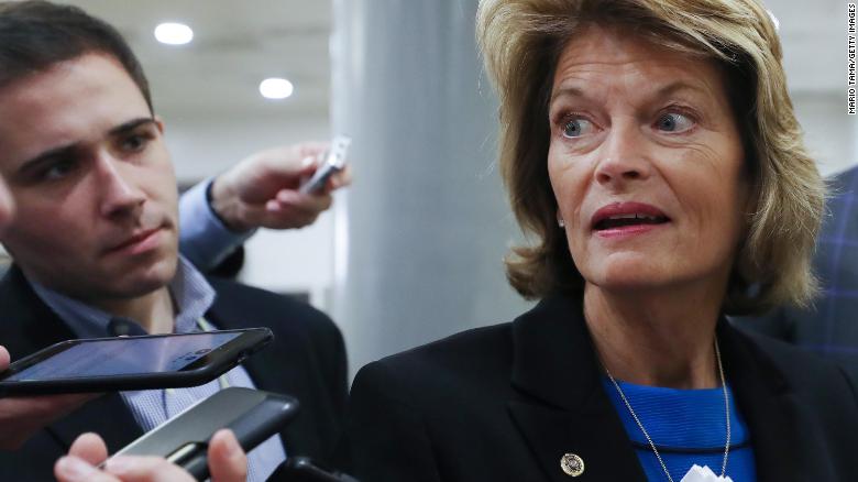 Sen. Lisa Murkowski, an Alaska Republican, speaks to reporters as she arrives on Capitol Hill earlier this year. 