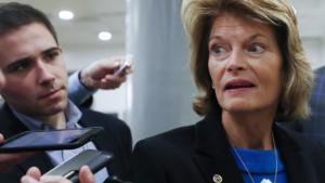 Sen. Lisa Murkowski (R-AK) speaks to reporters as she arrives for the continuation of the Senate impeachment trial of President Donald Trump at the U.S. Capitol on January 29, 2020 in Washington, DC. The next phase of the trial, in which senators will be allowed to ask written questions, will extend into tomorrow. (Photo by Mario Tama/Getty Images)