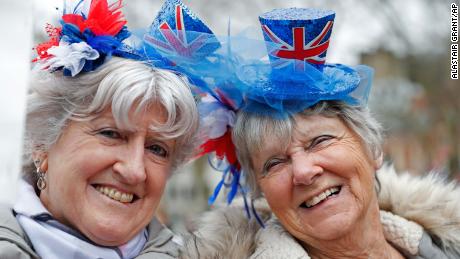 Brexiteers celebrate after the UK finally leaves the EU. 