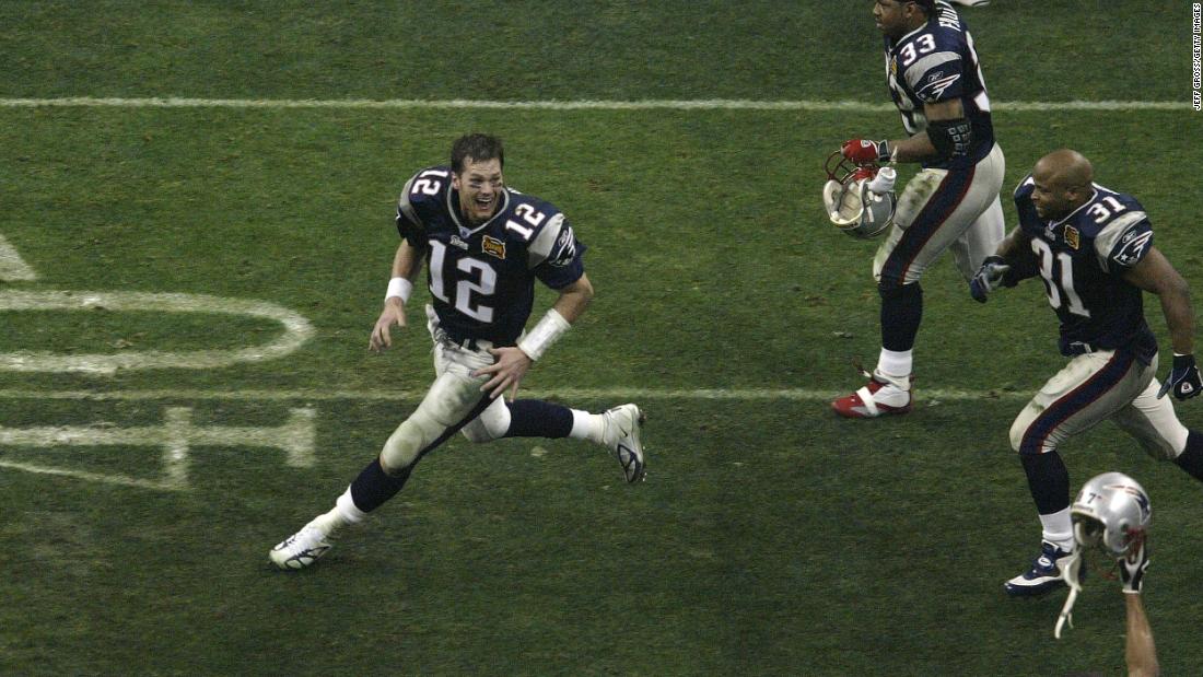 &lt;strong&gt;Super Bowl XXXVIII (2004):&lt;/strong&gt; New England quarterback Tom Brady, left, celebrates with teammates after winning a second Super Bowl in three years. Brady was MVP again, throwing for 354 yards and three touchdowns as the Patriots defeated the Carolina Panthers 32-29.