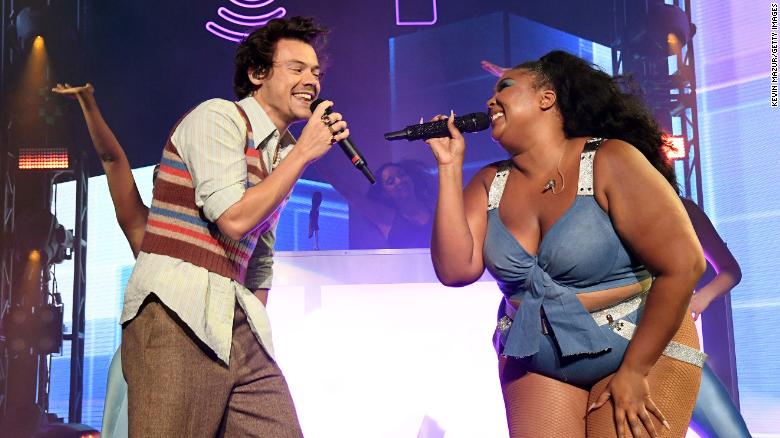 Harry Styles appeared at Lizzo&#39;s concert in Miami Beach on Thursday, but his own concert was called off because of weather a night later.