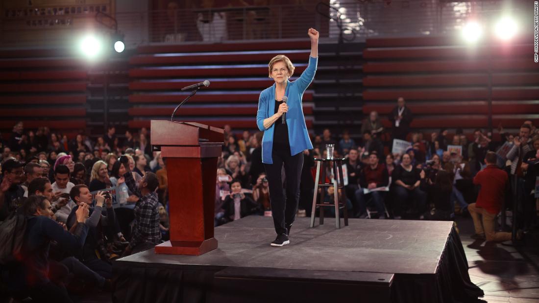 Warren speaks in Cedar Rapids on February 1.